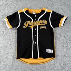 Pittsburgh Pirates Jersey Shirt Youth Large Black Yellow MLB Baseball True Fan L